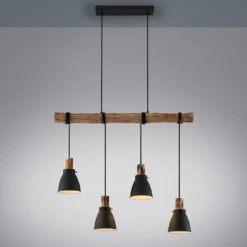 Lindby Hängeleuchte Trebale, E14, Ø 15 cm, 4-flammig, Holz
