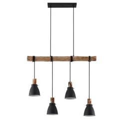 Lindby Hängeleuchte Trebale, E14, Ø 15 cm, 4-flammig, Holz