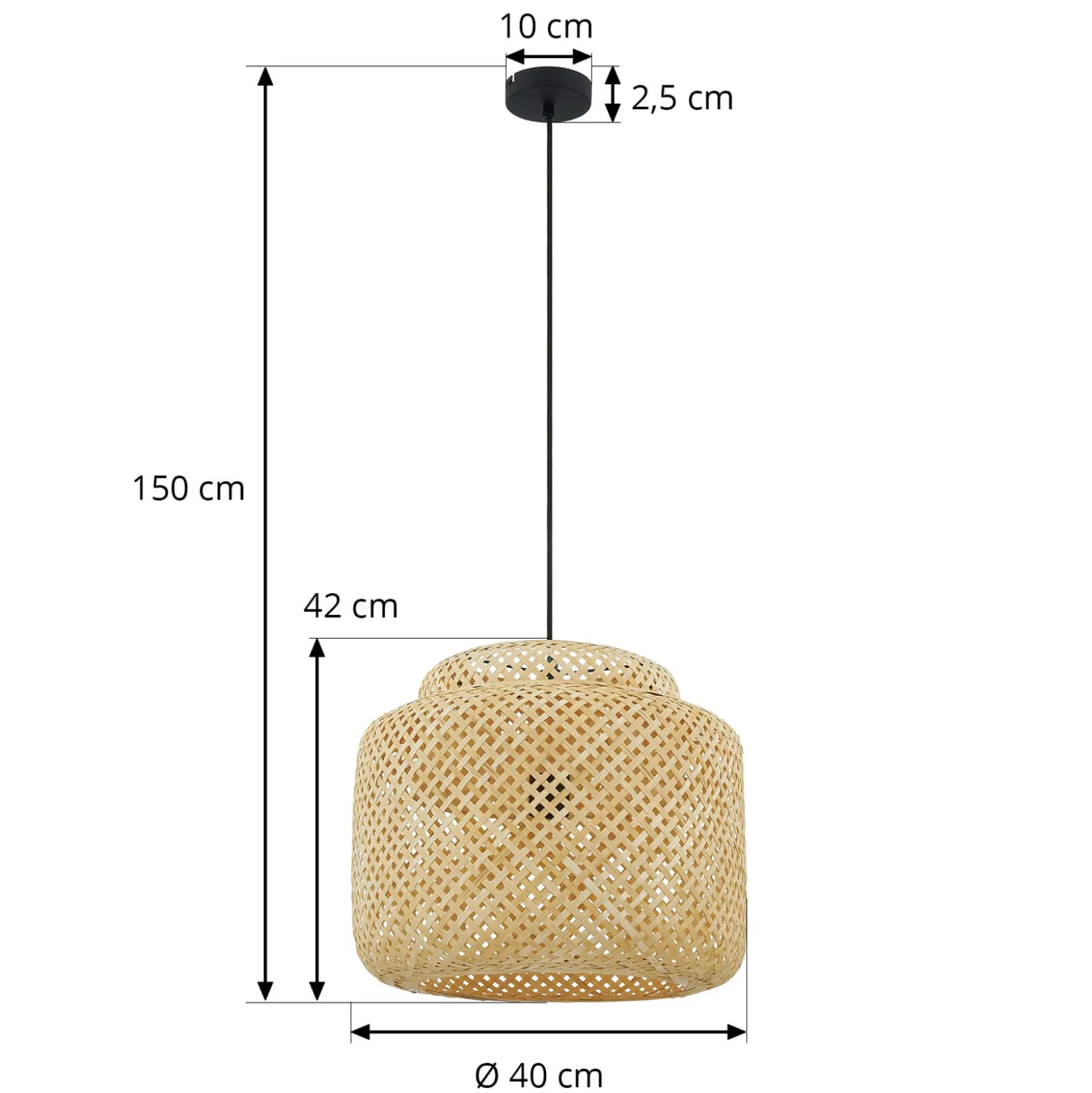 Lindby Hängeleuchte Venora, Ø 40 cm, einstufig, Bambus,E27