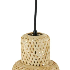 Lindby Hängeleuchte Venora, länglich, 3-flg., 15 cm, Bambus