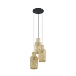 Lindby Hängeleuchte Venora, rund, 3-flg., Ø 15 cm, Bambus