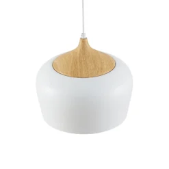 Lindby Hängeleuchte Vilsera, weiß, Metall/Holz, 26 cm, E27
