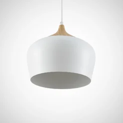Lindby Hängeleuchte Vilsera, weiß, Metall/Holz, 26 cm, E27