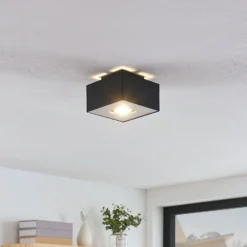 Lindby Kasi Deckenleuchte, schwarz 1-fl. 14 x 14cm