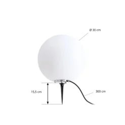 Lindby Kugelleuchte Valyra, Ø 30 cm, IP54, Erdspieß