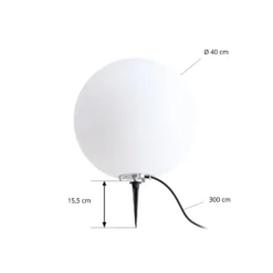 Lindby Kugelleuchte Valyra, Ø 40 cm, IP54, Erdspieß