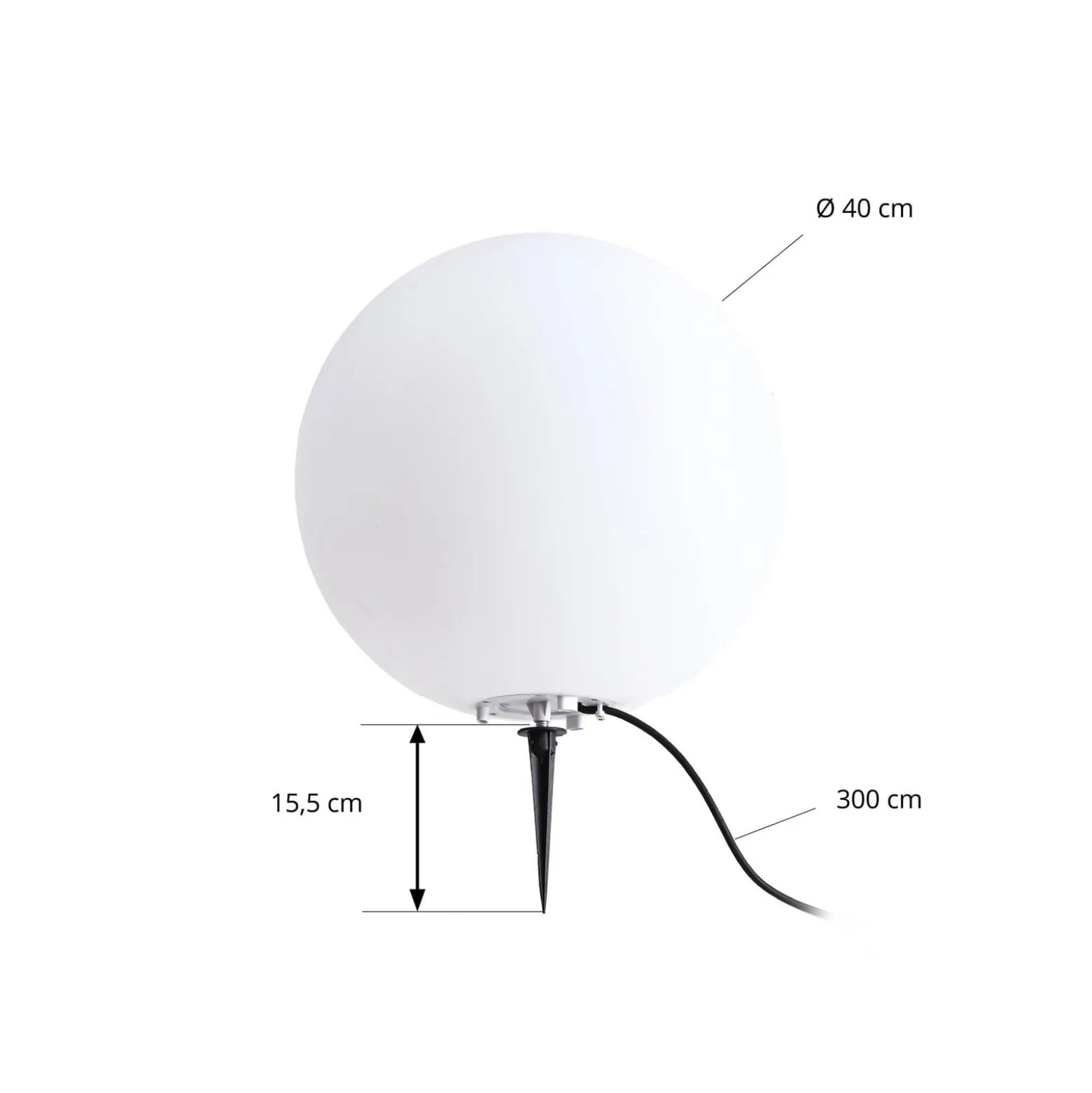 Lindby Kugelleuchte Valyra, Ø 40 cm, IP54, Erdspieß