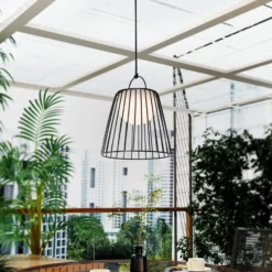 Lindby LED-Akku-Außenhängeleuchte Levino, schwarz, Metall