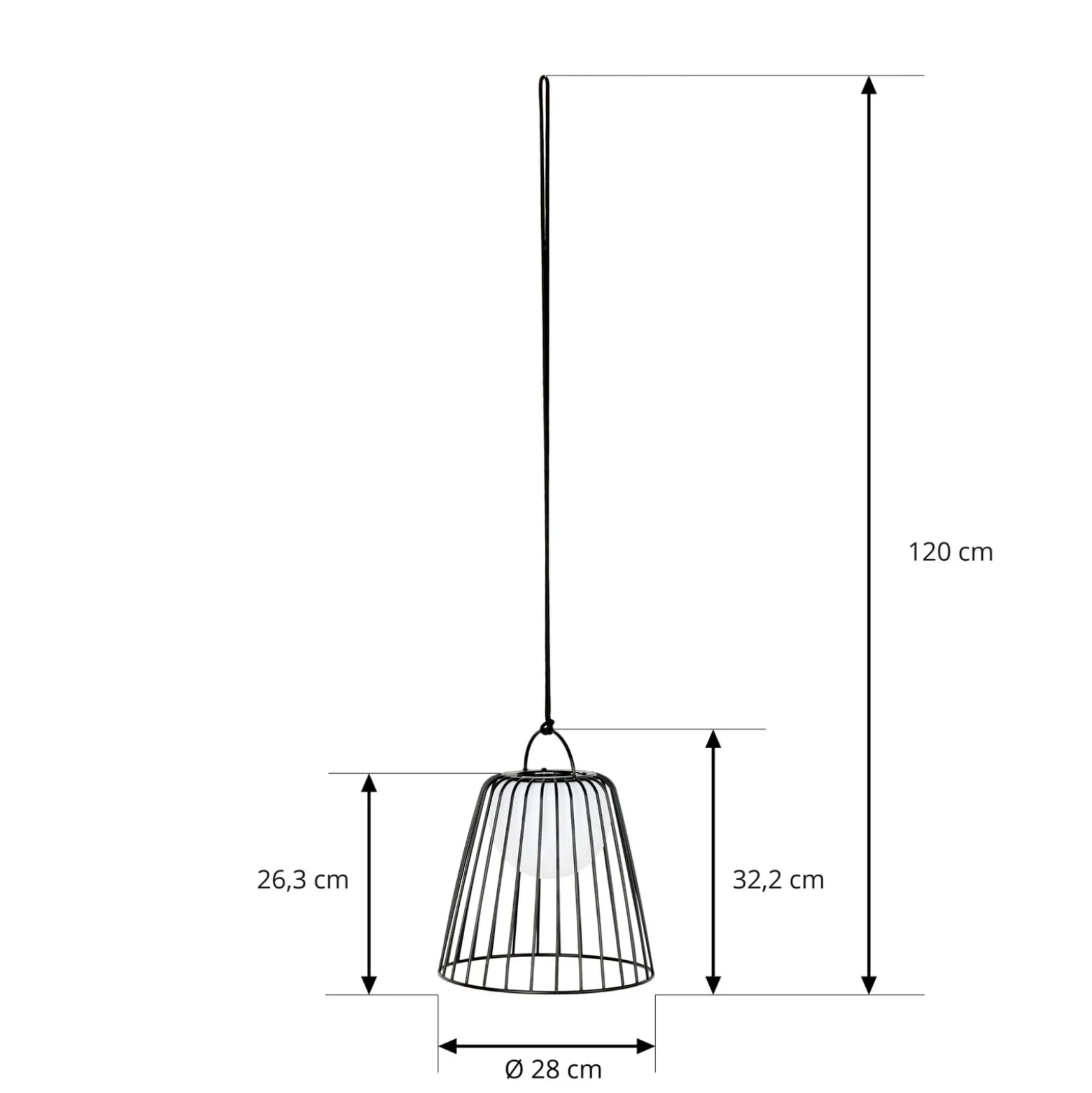 Lindby LED-Akku-Außenhängeleuchte Levino, schwarz, Metall