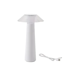 Lindby LED-Akku-Außentischleuchte Gomba, weiß, dimmbar