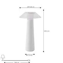 Lindby LED-Akku-Außentischleuchte Gomba, weiß, dimmbar