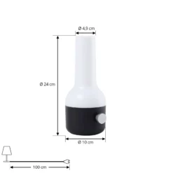 Lindby LED-Akku-Außentischleuchte Isaline, schwarz, dimmbar