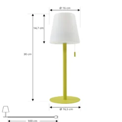 Lindby LED-Akkulampe Azalea gelb Alu CCT höhenverstellbar