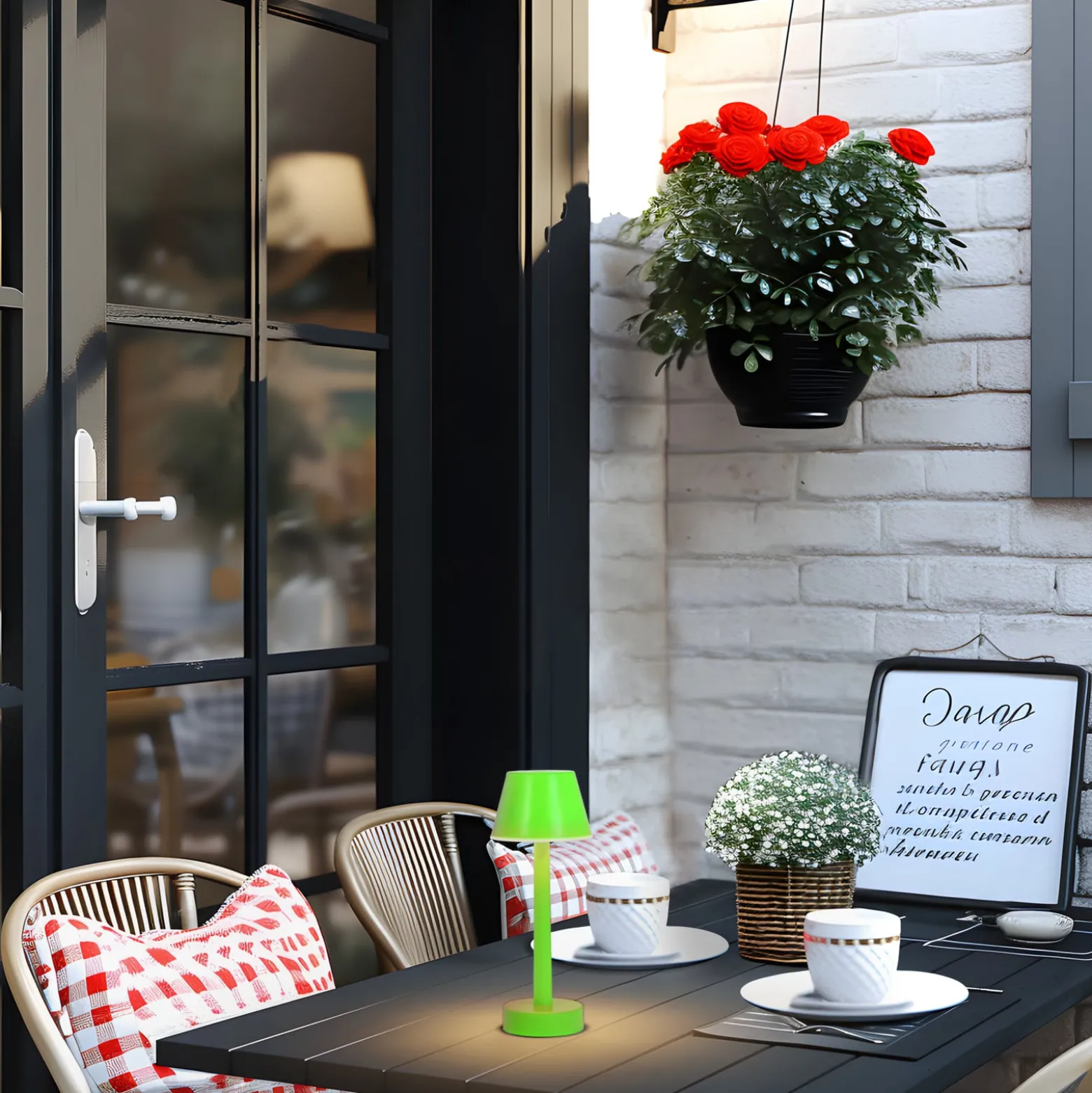 Lindby LED-Akkuleuchte Gaja, grün, USB, IP44, RGBW, dimmbar
