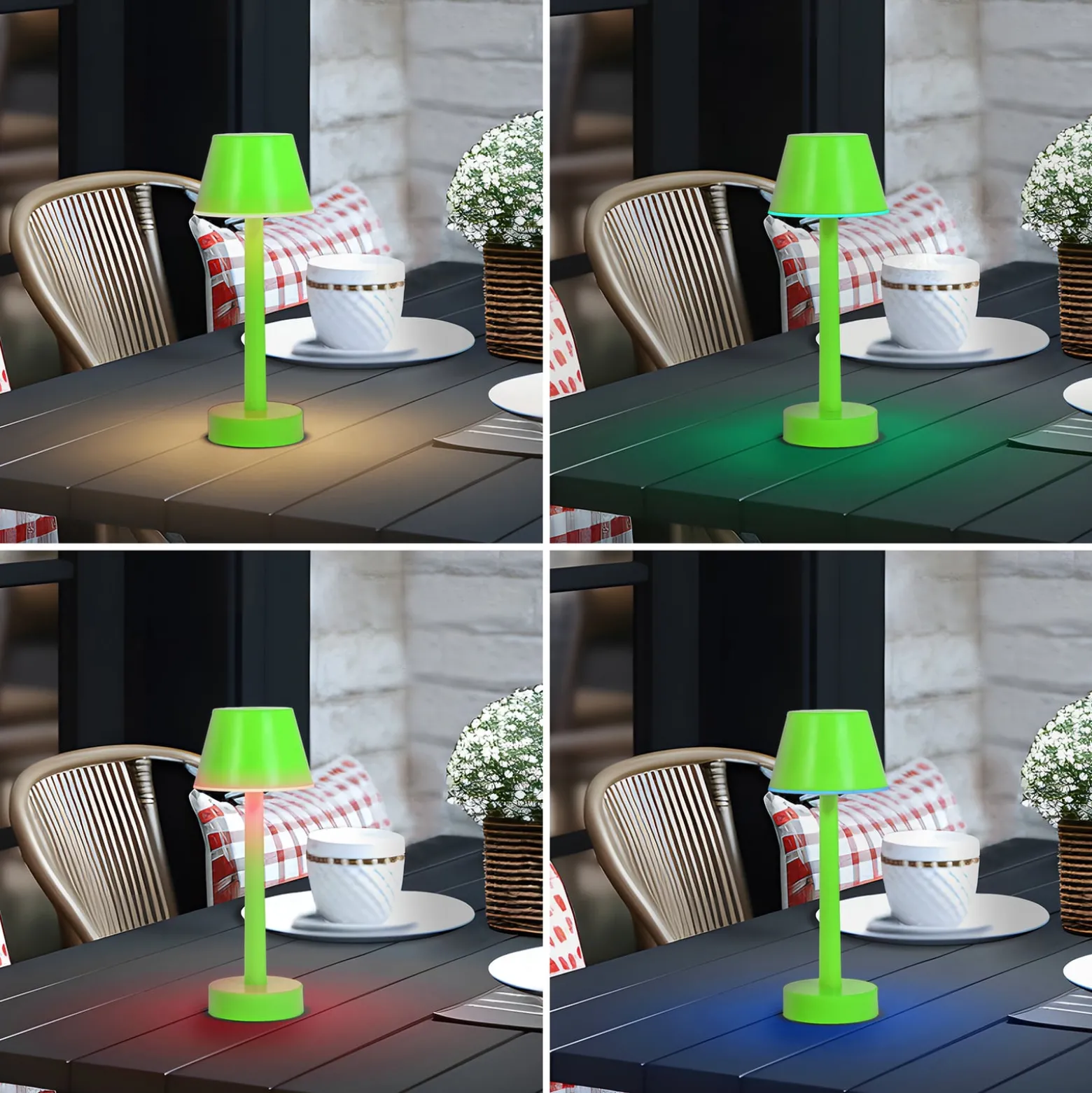Lindby LED-Akkuleuchte Gaja, grün, USB, IP44, RGBW, dimmbar