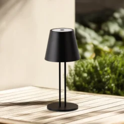 Lindby LED-Akkutischlampe Janea TWIN, schwarz, Metall