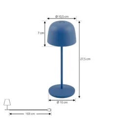 Lindby LED-Akku-Tischleuchte Arietty, blau, dimmbar, IP65