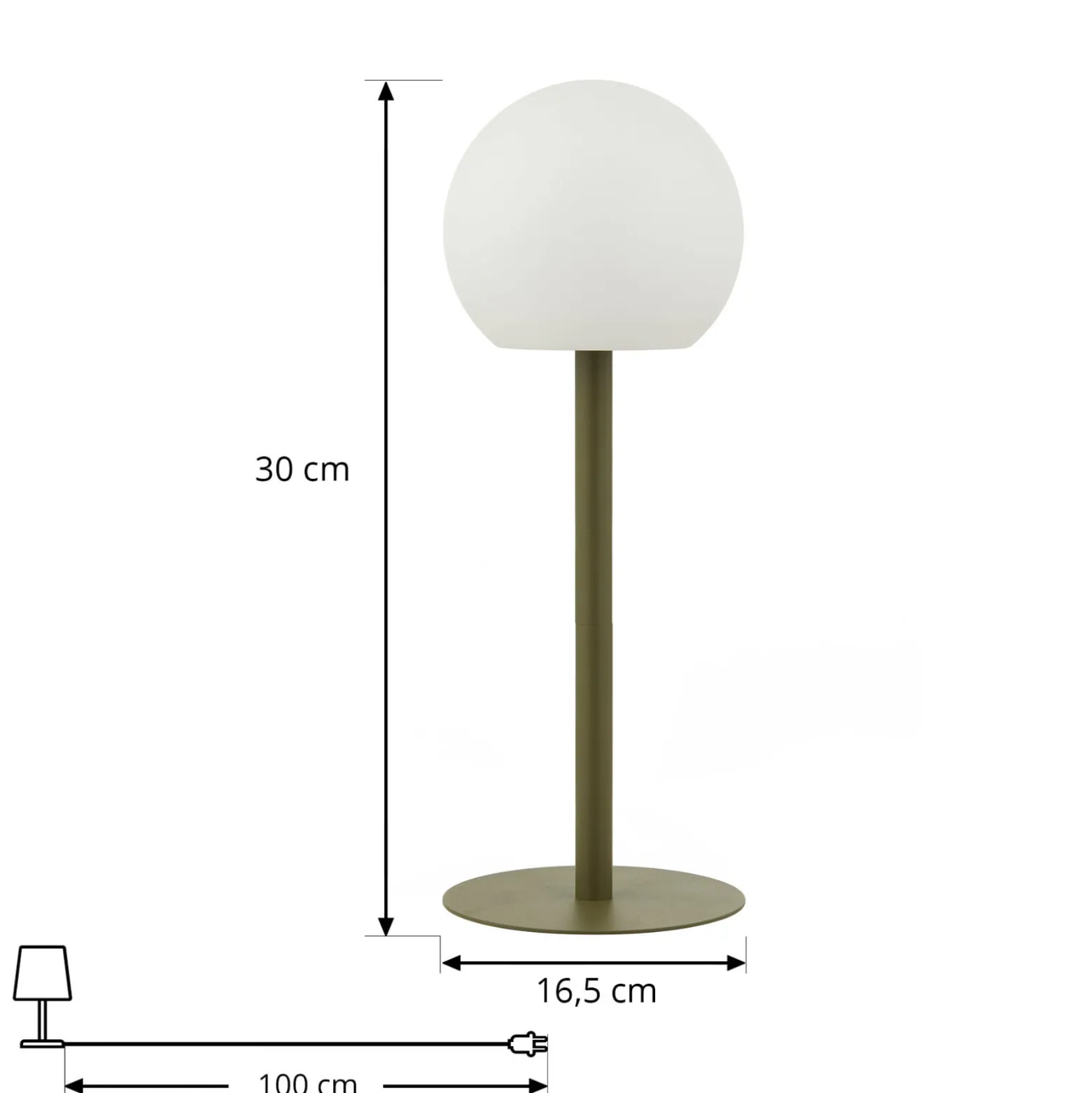 Lindby LED-Akku-Tischleuchte Eleia, grün, Metall, IP44
