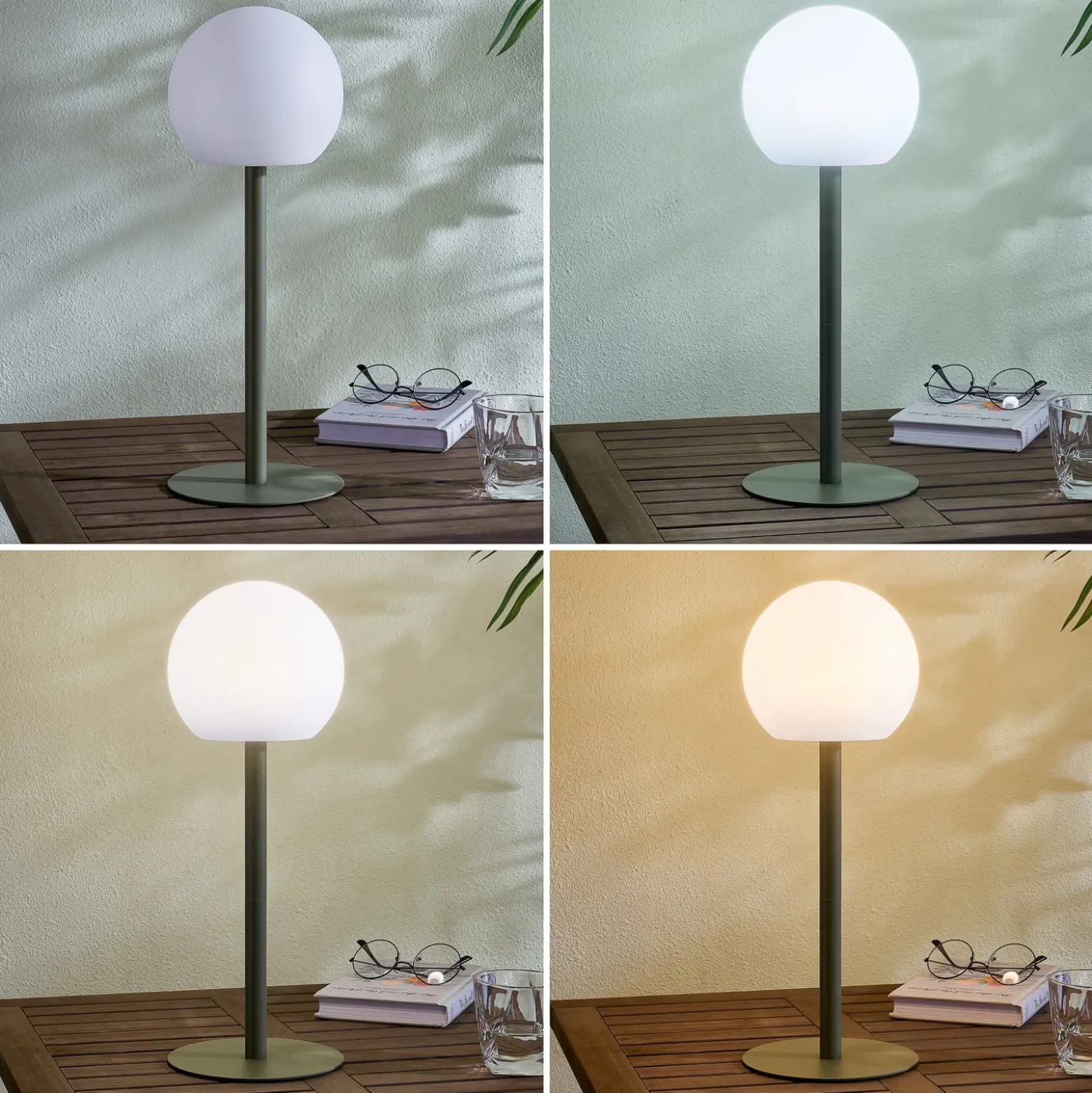Lindby LED-Akku-Tischleuchte Eleia, grün, Metall, IP44