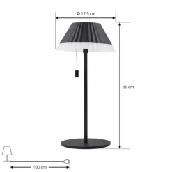 Lindby LED-Akku-Tischleuchte Ilvi, schwarz, Alu, Ø 17,5 cm