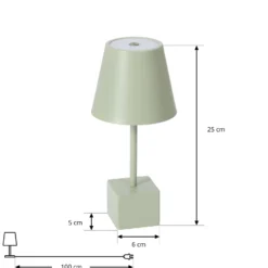 Lindby LED-Akkutischleuchte Janea CUBE, grün, Metall