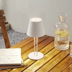 Lindby LED-Akkutischleuchte Janea TWIN, weiß, Metall