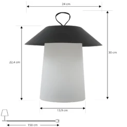 Lindby LED-Akkutischleuchte Kalina, schwarz/weiß, IP44