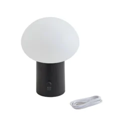 Lindby LED-Akkutischleuchte Zelie, schwarz, Aluminium, IP44