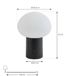 Lindby LED-Akkutischleuchte Zelie, schwarz, Aluminium, IP44