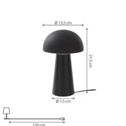 Lindby LED-Akkutischleuchte Zyre, schwarz, IP44, Touchdimmer