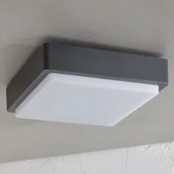 Lindby LED-Außendeckenlampe Nermin, 22 cm, IP65, eckig