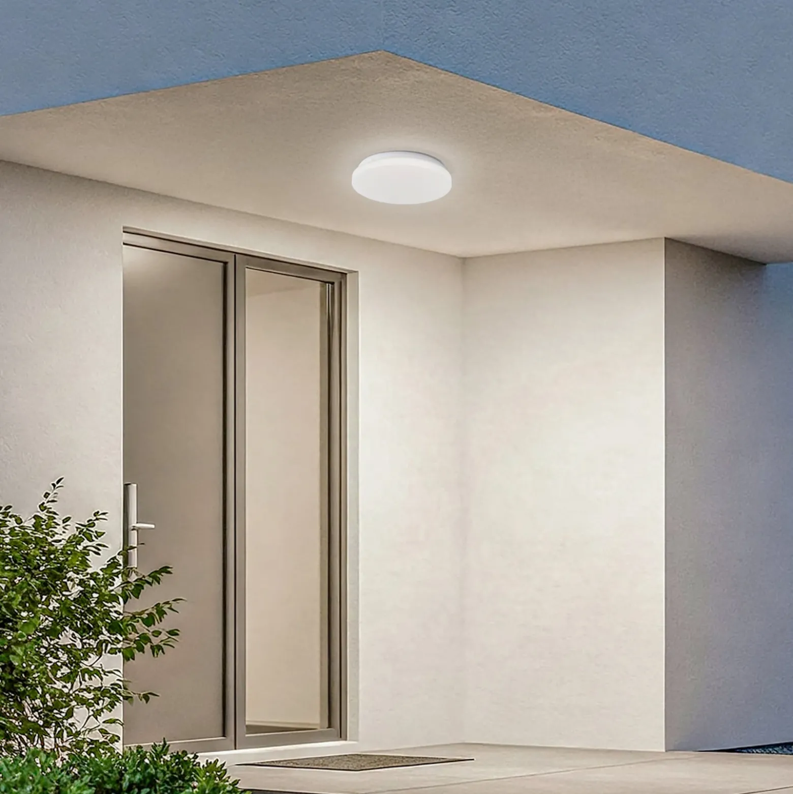 Lindby LED-Außendeckenleuchte Kirkola, 3000 K, Ø 26 cm, weiß