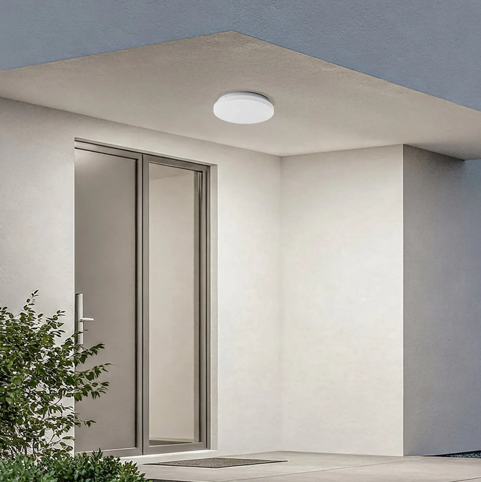 Lindby LED-Außendeckenleuchte Kirkola, 3000 K, Ø 26 cm, weiß