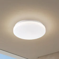 Lindby LED-Außendeckenleuchte Kirkola, 4000 K, Ø 34 cm, weiß