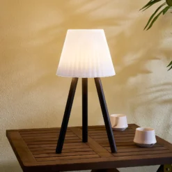 Lindby LED-Außentischleuchte Jaimy, Akku, schwarz, Metall