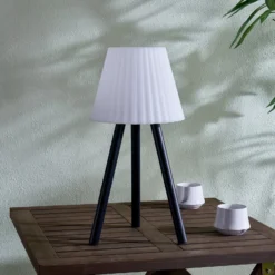 Lindby LED-Außentischleuchte Jaimy, Akku, schwarz, Metall