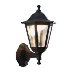 Lindby LED-Außenwandlampe Iavo, Sensor, schwarz, 38 cm, IP44