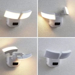 Lindby LED-Außenwandlampe Nikias, 30 cm, Sensor, 2-fl., weiß