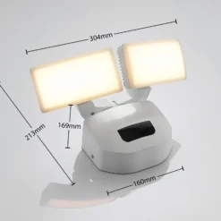 Lindby LED-Außenwandlampe Nikias, 30 cm, Sensor, 2-fl., weiß