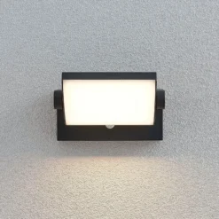 Lindby LED-Außenwandlampe Sherin, anthrazit, Sensor, IP54