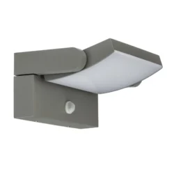 Lindby LED-Außenwandlampe Sherin, hellgrau schwenkbar Sensor