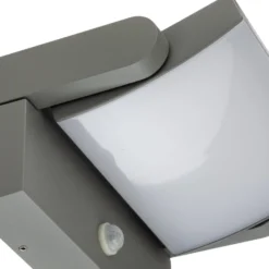 Lindby LED-Außenwandlampe Sherin, hellgrau schwenkbar Sensor