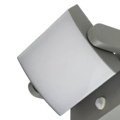 Lindby LED-Außenwandlampe Sherin, hellgrau schwenkbar Sensor