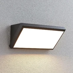 Lindby LED-Außenwandleuchte Abby, Sensor, IP65, dunkelgrau