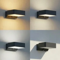 Lindby LED-Außenwandleuchte Fando, anthrazit, Sensor, IP44