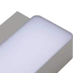 Lindby LED-Außenwandleuchte Fando, silber matt, Sensor, IP44