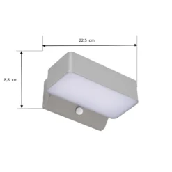 Lindby LED-Außenwandleuchte Fando, silber matt, Sensor, IP44