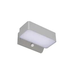 Lindby LED-Außenwandleuchte Fando, silber matt, Sensor, IP44