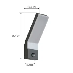 Lindby LED-Außenwandleuchte Korvik, 26 cm, anthrazit, Sensor