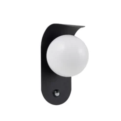 Lindby LED-Außenwandleuchte Lacie, Sensor, schwarz/weiß, Alu
